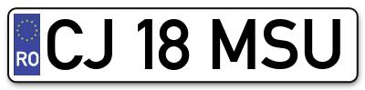 Placuta inmatriculare numar auto  CJ-18-MSU, CJ 18 MSU, CJ18MSU