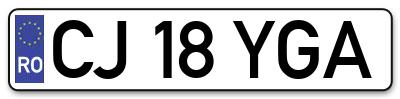 Placuta inmatriculare numar auto  CJ-18-YGA, CJ 18 YGA, CJ18YGA