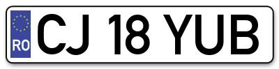 Placuta inmatriculare numar auto  CJ-18-YUB, CJ 18 YUB, CJ18YUB