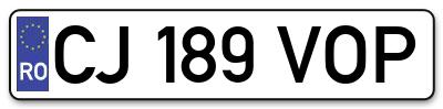 Placuta inmatriculare numar auto  CJ-189-VOP, CJ 189 VOP, CJ189VOP