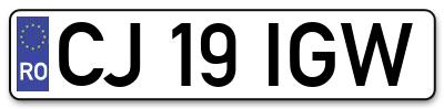 Placuta inmatriculare numar auto  CJ-19-IGW, CJ 19 IGW, CJ19IGW