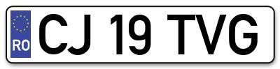 Placuta inmatriculare numar auto  CJ-19-TVG, CJ 19 TVG, CJ19TVG