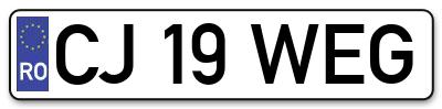 Placuta inmatriculare numar auto  CJ-19-WEG, CJ 19 WEG, CJ19WEG