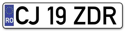 Placuta inmatriculare numar auto  CJ-19-ZDR, CJ 19 ZDR, CJ19ZDR