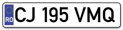 Placuta inmatriculare numar auto  CJ-195-VMQ, CJ 195 VMQ, CJ195VMQ
