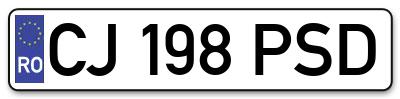 Placuta inmatriculare numar auto  CJ-198-PSD, CJ 198 PSD, CJ198PSD