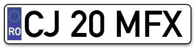 Placuta inmatriculare numar auto  CJ-20-MFX, CJ 20 MFX, CJ20MFX