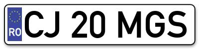 Placuta inmatriculare numar auto  CJ-20-MGS, CJ 20 MGS, CJ20MGS