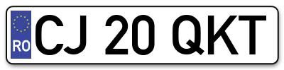 Placuta inmatriculare numar auto  CJ-20-QKT, CJ 20 QKT, CJ20QKT