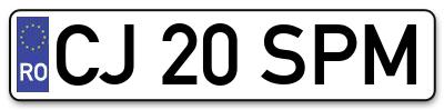 Placuta inmatriculare numar auto  CJ-20-SPM, CJ 20 SPM, CJ20SPM