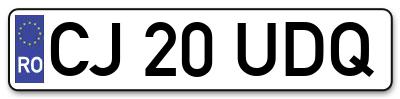 Placuta inmatriculare numar auto  CJ-20-UDQ, CJ 20 UDQ, CJ20UDQ