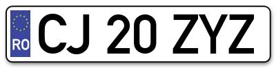 Placuta inmatriculare numar auto  CJ-20-ZYZ, CJ 20 ZYZ, CJ20ZYZ