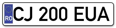 Placuta inmatriculare numar auto  CJ-200-EUA, CJ 200 EUA, CJ200EUA