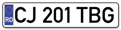 Placuta inmatriculare numar auto  CJ-201-TBG, CJ 201 TBG, CJ201TBG