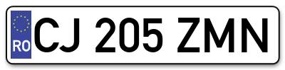 Placuta inmatriculare numar auto  CJ-205-ZMN, CJ 205 ZMN, CJ205ZMN
