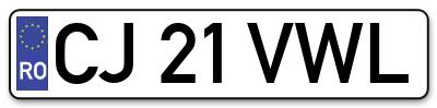 Placuta inmatriculare numar auto  CJ-21-VWL, CJ 21 VWL, CJ21VWL