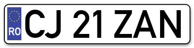 Placuta inmatriculare numar auto  CJ-21-ZAN, CJ 21 ZAN, CJ21ZAN