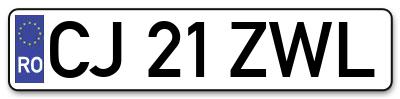Placuta inmatriculare numar auto  CJ-21-ZWL, CJ 21 ZWL, CJ21ZWL