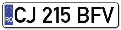 Placuta inmatriculare numar auto  CJ-215-BFV, CJ 215 BFV, CJ215BFV