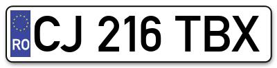 Placuta inmatriculare numar auto  CJ-216-TBX, CJ 216 TBX, CJ216TBX