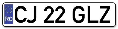 Placuta inmatriculare numar auto  CJ-22-GLZ, CJ 22 GLZ, CJ22GLZ