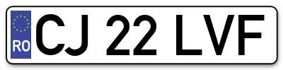 Placuta inmatriculare numar auto  CJ-22-LVF, CJ 22 LVF, CJ22LVF