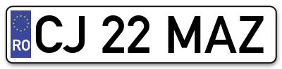 Placuta inmatriculare numar auto  CJ-22-MAZ, CJ 22 MAZ, CJ22MAZ