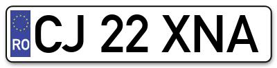 Placuta inmatriculare numar auto  CJ-22-XNA, CJ 22 XNA, CJ22XNA