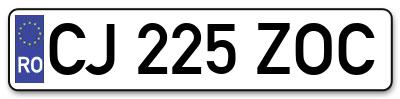 Placuta inmatriculare numar auto  CJ-225-ZOC, CJ 225 ZOC, CJ225ZOC