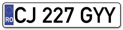 Placuta inmatriculare numar auto  CJ-227-GYY, CJ 227 GYY, CJ227GYY