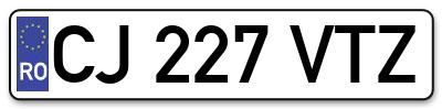 Placuta inmatriculare numar auto  CJ-227-VTZ, CJ 227 VTZ, CJ227VTZ