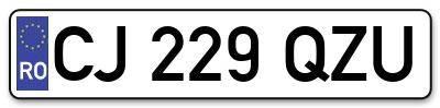 Placuta inmatriculare numar auto  CJ-229-QZU, CJ 229 QZU, CJ229QZU