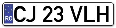 Placuta inmatriculare numar auto  CJ-23-VLH, CJ 23 VLH, CJ23VLH