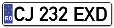 Placuta inmatriculare numar auto  CJ-232-EXD, CJ 232 EXD, CJ232EXD