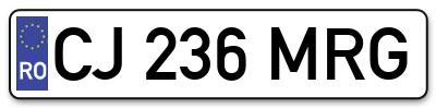 Placuta inmatriculare numar auto  CJ-236-MRG, CJ 236 MRG, CJ236MRG