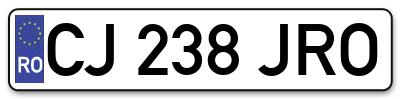 Placuta inmatriculare numar auto  CJ-238-JRO, CJ 238 JRO, CJ238JRO