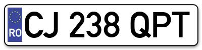 Placuta inmatriculare numar auto  CJ-238-QPT, CJ 238 QPT, CJ238QPT