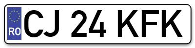 Placuta inmatriculare numar auto  CJ-24-KFK, CJ 24 KFK, CJ24KFK