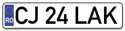 Placuta inmatriculare numar auto  CJ-24-LAK, CJ 24 LAK, CJ24LAK