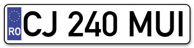 Placuta inmatriculare numar auto  CJ-240-MUI, CJ 240 MUI, CJ240MUI