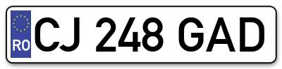 Placuta inmatriculare numar auto  CJ-248-GAD, CJ 248 GAD, CJ248GAD