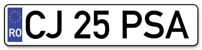 Placuta inmatriculare numar auto  CJ-25-PSA, CJ 25 PSA, CJ25PSA