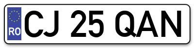 Placuta inmatriculare numar auto  CJ-25-QAN, CJ 25 QAN, CJ25QAN