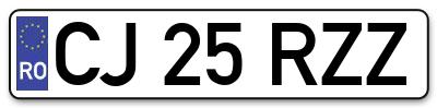 Placuta inmatriculare numar auto  CJ-25-RZZ, CJ 25 RZZ, CJ25RZZ
