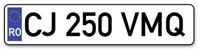 Placuta inmatriculare numar auto  CJ-250-VMQ, CJ 250 VMQ, CJ250VMQ