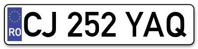 Placuta inmatriculare numar auto  CJ-252-YAQ, CJ 252 YAQ, CJ252YAQ