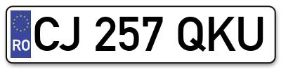 Placuta inmatriculare numar auto  CJ-257-QKU, CJ 257 QKU, CJ257QKU