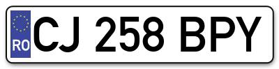 Placuta inmatriculare numar auto  CJ-258-BPY, CJ 258 BPY, CJ258BPY