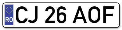 Placuta inmatriculare numar auto  CJ-26-AOF, CJ 26 AOF, CJ26AOF