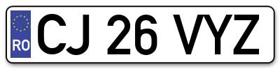 Placuta inmatriculare numar auto  CJ-26-VYZ, CJ 26 VYZ, CJ26VYZ